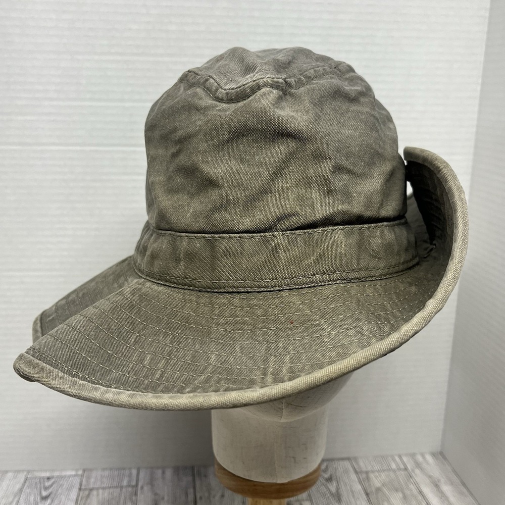 Vintage Dorfman Pacific Weathered Cotton Safari Hat - Distressed‎ Green - Size L